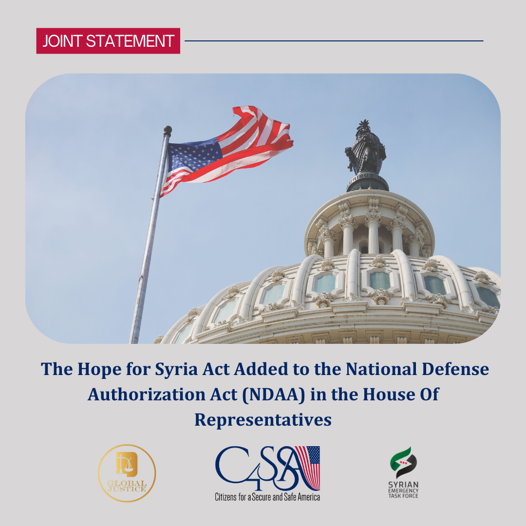 THE HOPE FOR SYRIA ACT ADDED TO THE NATIONAL DEFENSE AUTHORIZATION ACT