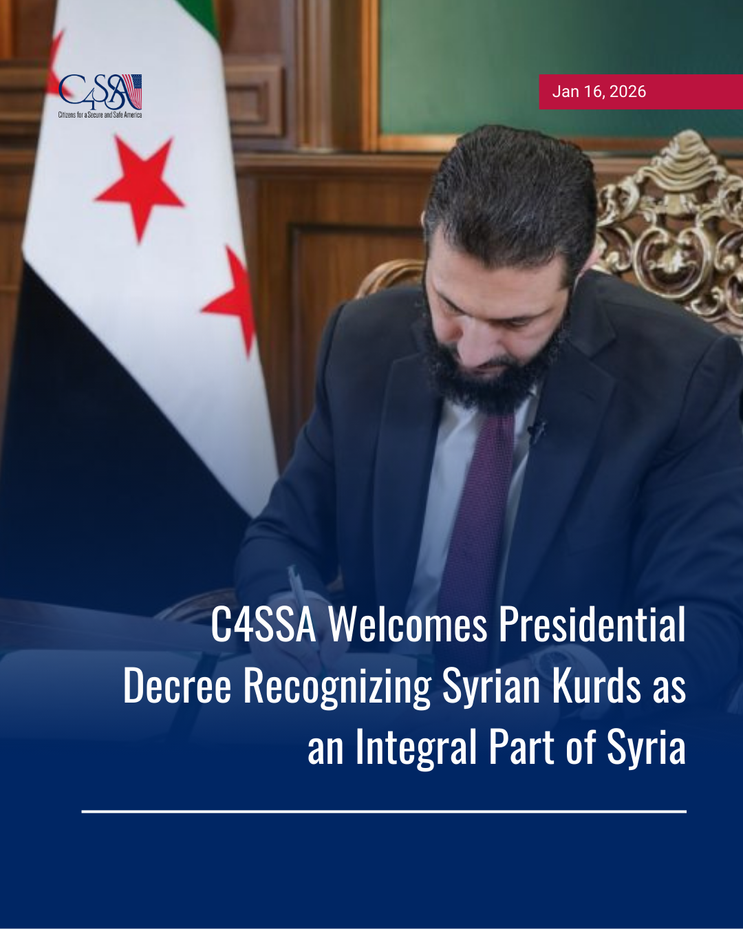 C4SSA Welcomes Presidential Decree Recognizing Syrian Kurds